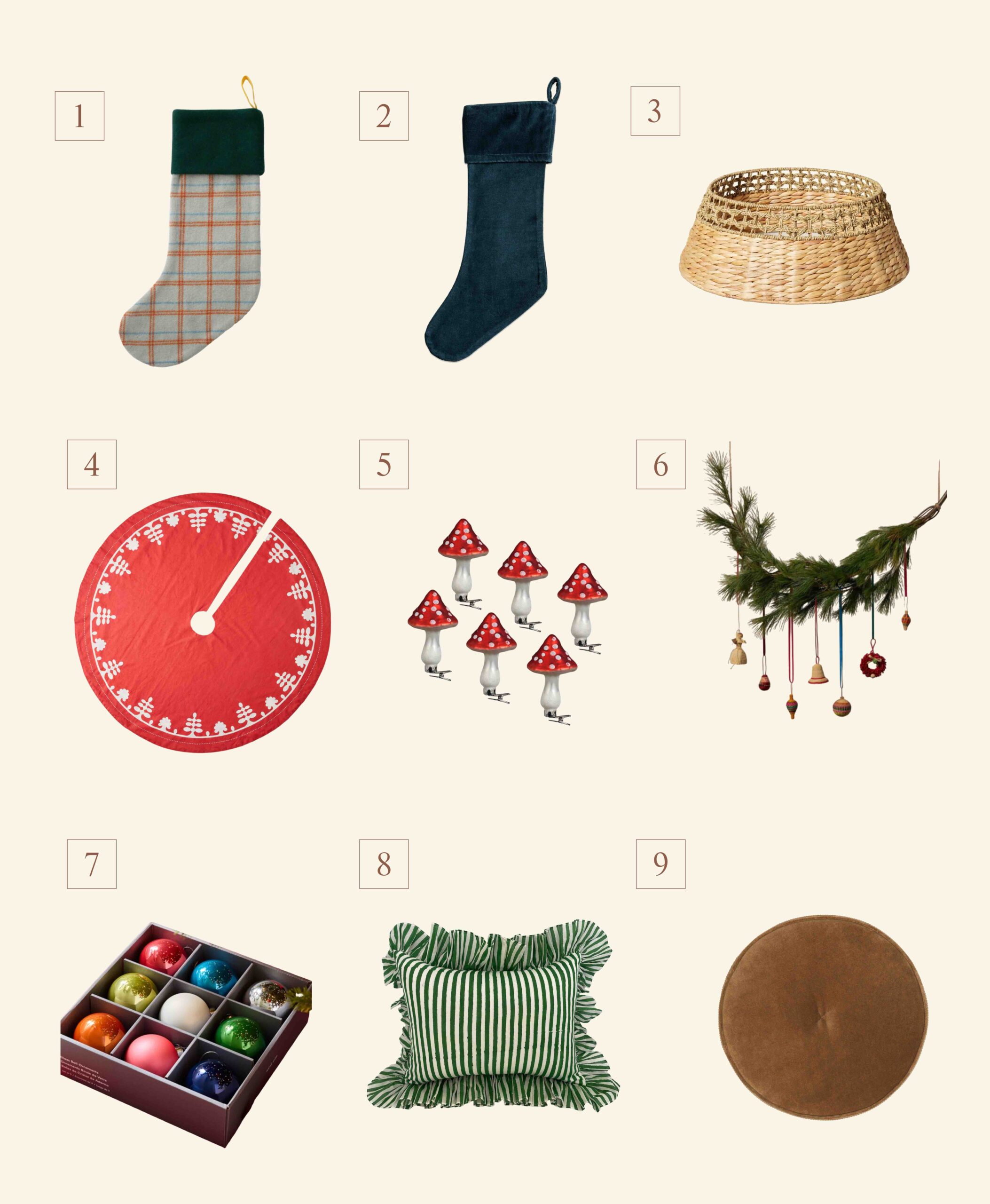 2023 holiday decor: stockings, tree skirts, ornament sets, decorative pillows